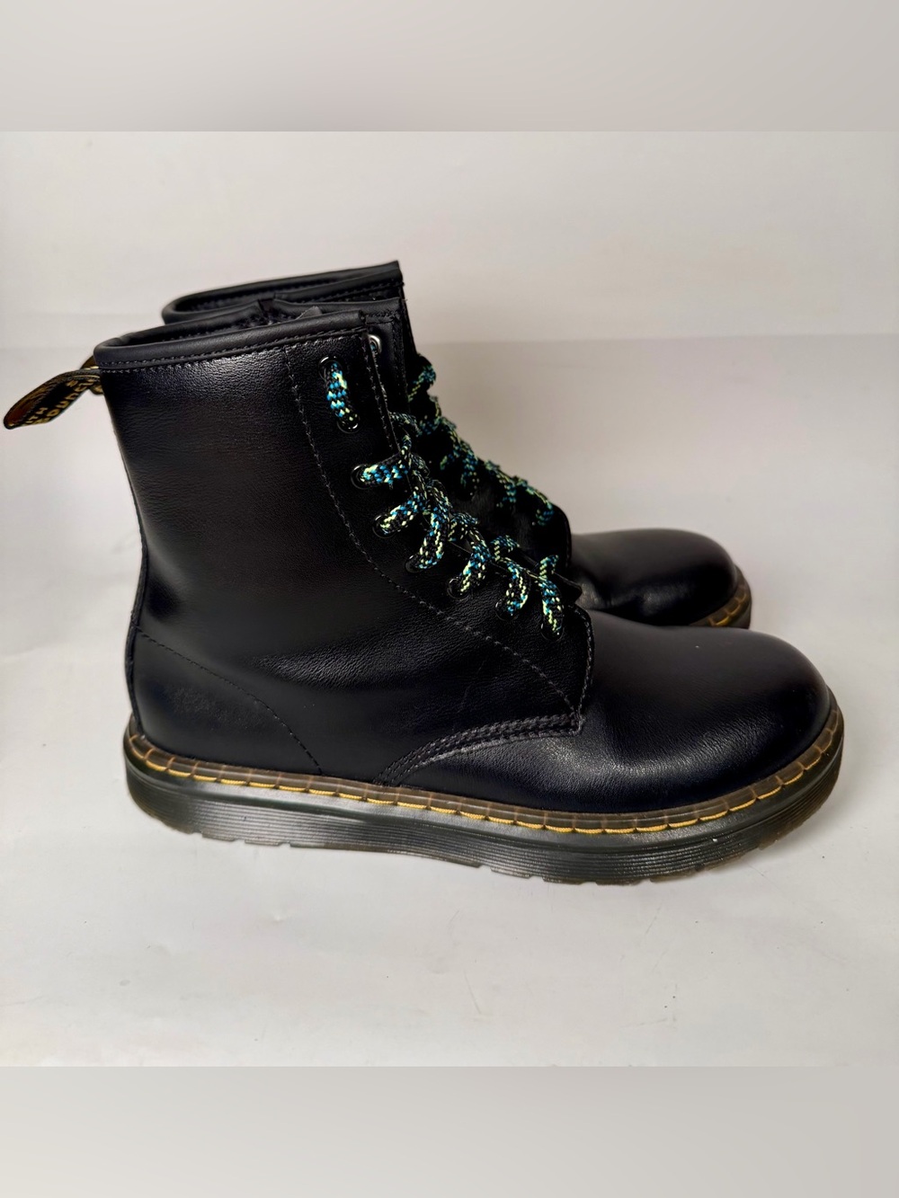 Dr Martens Boots Womens 6 Mens 5 Zavala AW004 Black Combat Smooth Leather NWOB